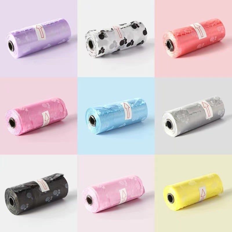 pet [ Hỏa tốc HCM ] Túi rác, túi dọn phân cho chó mèo thú cưng - 15 túi 1 cuộn