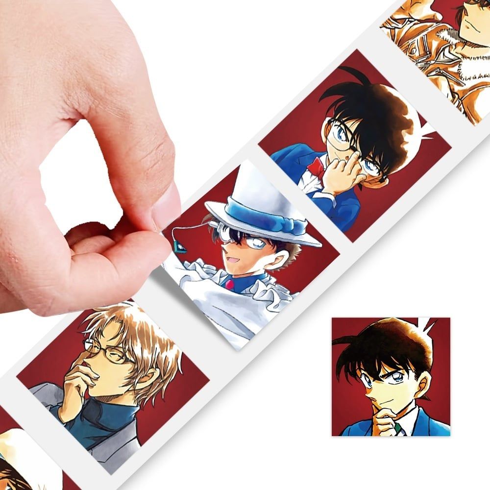 [ Hỏa tốc HCM ] Cuộn 500 sticker hình dán 2.5cm Anime Manga Conan  trang trí mũ bảo hiểm, laptop, sổ