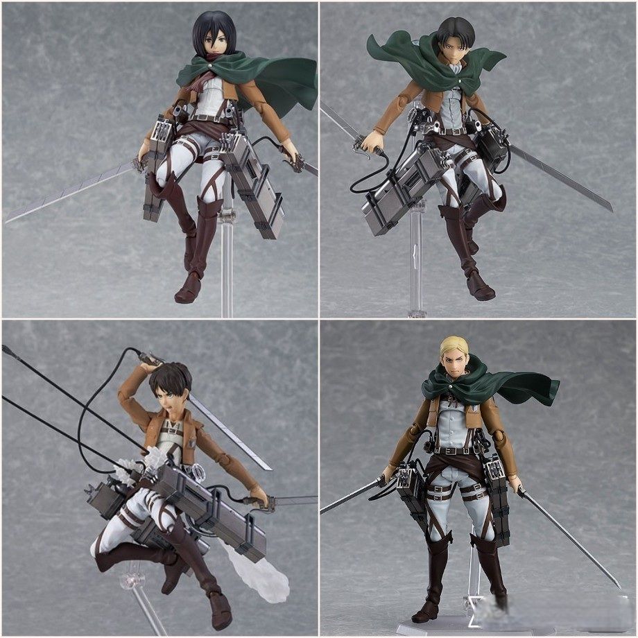 16cm Khớp FULLBOX [ Hỏa tốc HCM ][ Vũ Trí Ba ] Mô hình figma Attack on Titan Eren Levi Mikasa Erwin