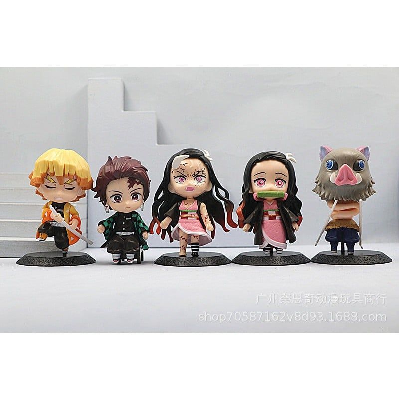 [ hỏa tốc hcm ] Set 10 Mô Hình Nhân Vật Kimetsu No Yaiba Thanh Gươm Diệt Quỷ Nendoroid Chibi 10cm