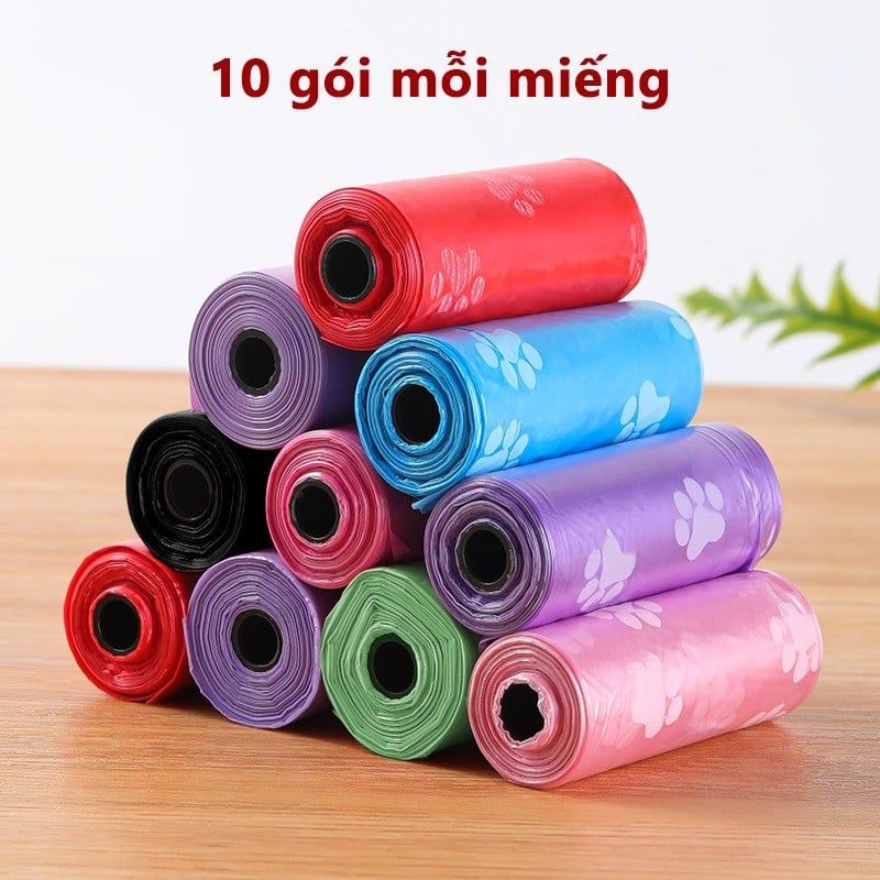 pet [ Hỏa tốc HCM ] Túi rác, túi dọn phân cho chó mèo thú cưng - 15 túi 1 cuộn