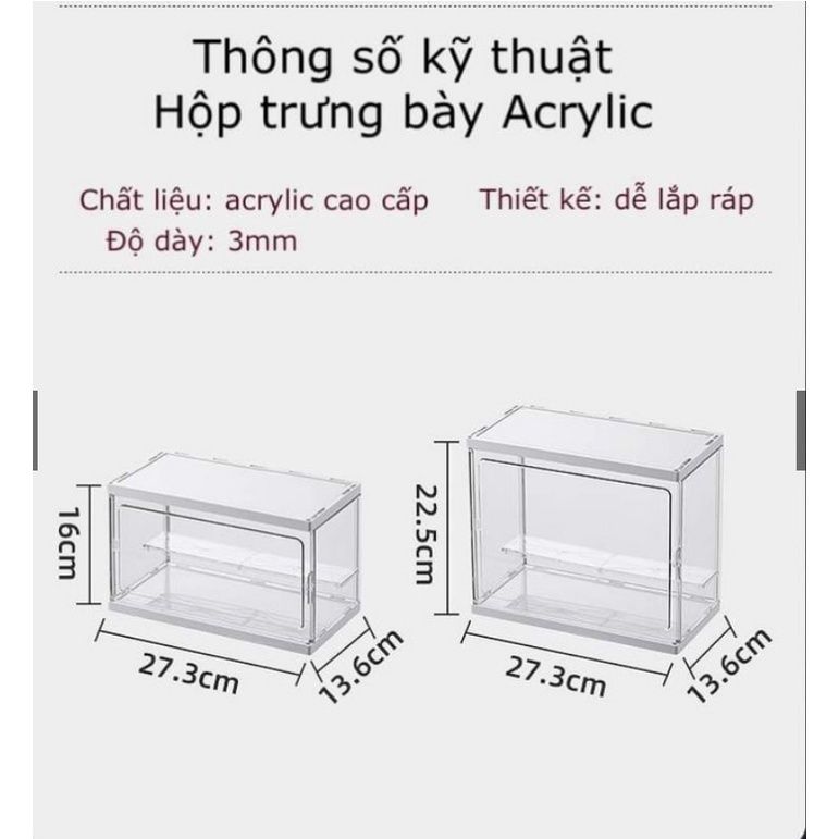 phụ kiện Tủ, Kệ, Hộp Trưng Bày 1 Tầng Mica Bảo Quản Đồ Chơi Mô Hình Nhân Vật thẻ bài Cao Cấp