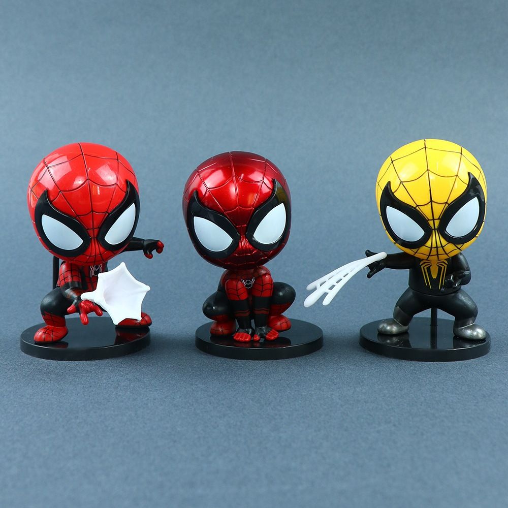 VIDEO [ Hỏa tốc HCM ][ Vũ Trí Ba ] Set 5 Mô Hình Người Nhện Spider Man Bằng Nhựa , Đầu lò xo đa sắc