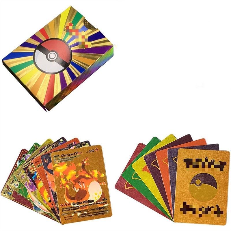 [ hỏa tốc hcm ] Bộ 55 Thẻ Pikachu đầy màu sắc bằng kim loại GX V Vmax pokemon Charizard