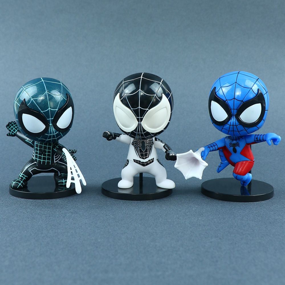 VIDEO [ Hỏa tốc HCM ][ Vũ Trí Ba ] Set 5 Mô Hình Người Nhện Spider Man Bằng Nhựa , Đầu lò xo đa sắc