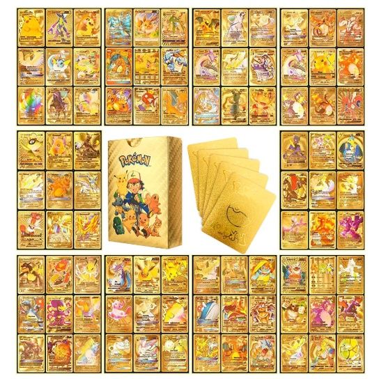GIÁ KHÔ MÁU >22 mẫu [ hỏa tốc hcm ] VIDEO Bộ 165 55 110 Thẻ Bài Pokemon Kim Loại Màu Vàng GX