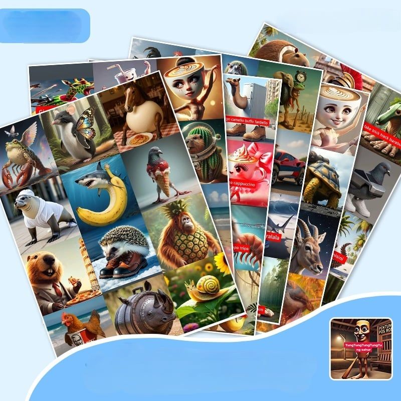 [ Hỏa tốc HCM ] 72 Cái/bộ Tung tung tung sahur Dán Sáng Tạo Trừu Tượng Cát Cho Trẻ Em brainrot