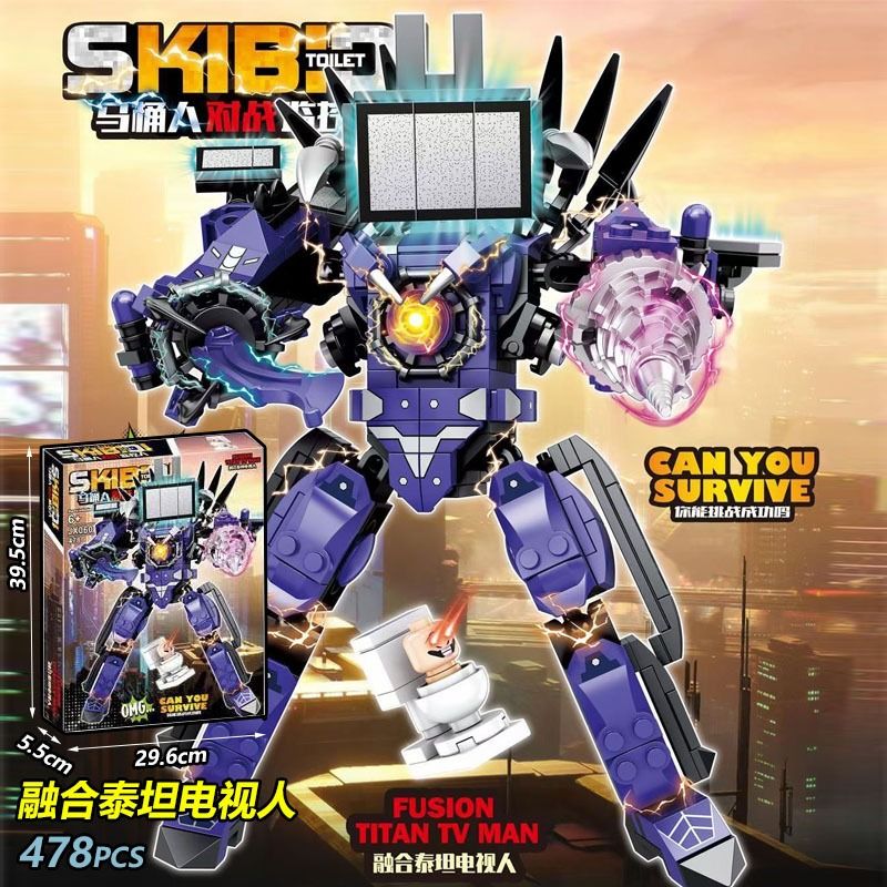 HỘP SIÊU TO >15 mẫu hỏa tốc Bộ đồ chơi 450+ xếp hình Skibidi Toilet mô hình lắp ráp CameraMan Titan