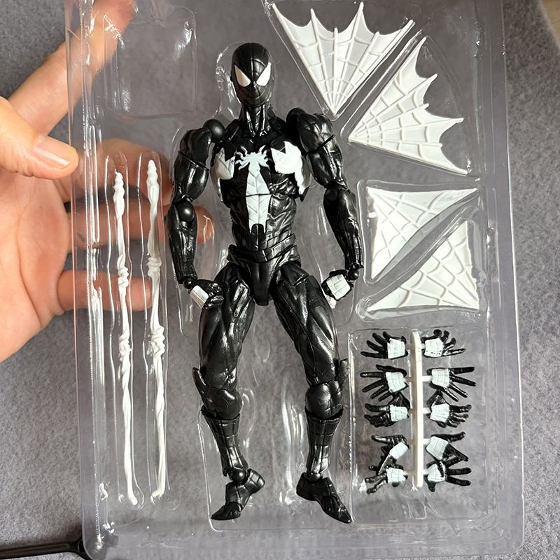 16cm FULLBOX khớp [ hỏa tốc ] Mô hình Action Figure Symbiote Spider-Man Black Suit Neighbor 1/12