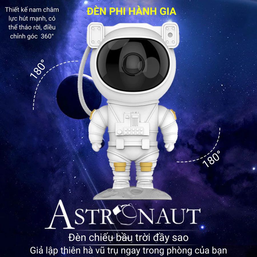 CÓ VIDEO [ Hỏa tốc HCM ] Đèn Phi hành gia GALAXY ngủ chiếu sao giả lập dải thiên hà vũ trụ trang trí