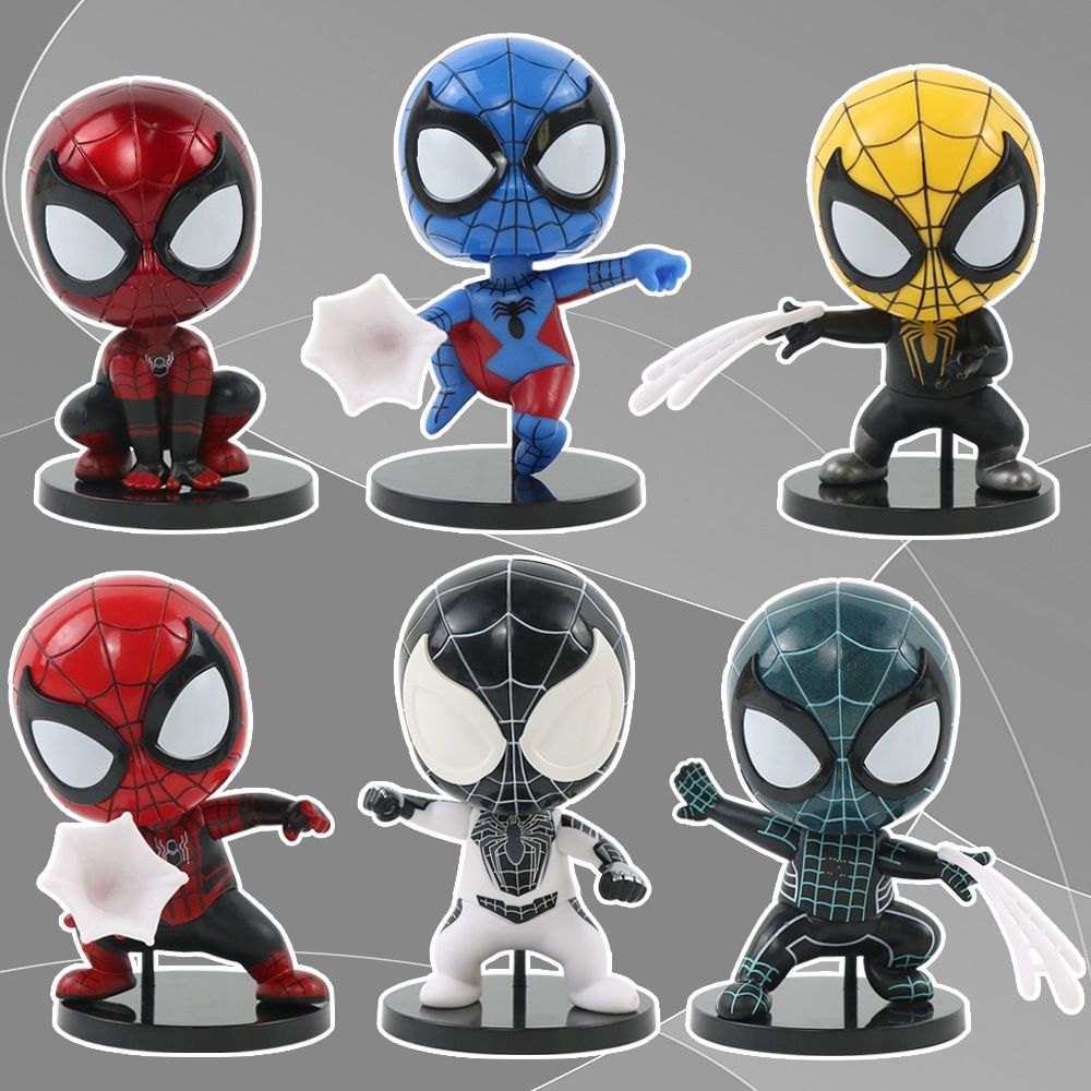 VIDEO [ Hỏa tốc HCM ][ Vũ Trí Ba ] Set 5 Mô Hình Người Nhện Spider Man Bằng Nhựa , Đầu lò xo đa sắc