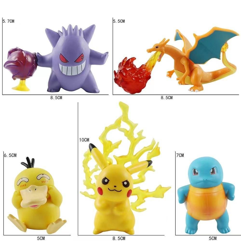 mua 4 tặng 1 [ hỏa tốc hcm ][ Vũ Trí Ba ] Mô Hình Nhân Vật Pokemon Pikachu Rồng lửa Rùa nước Vịt khờ Gengar