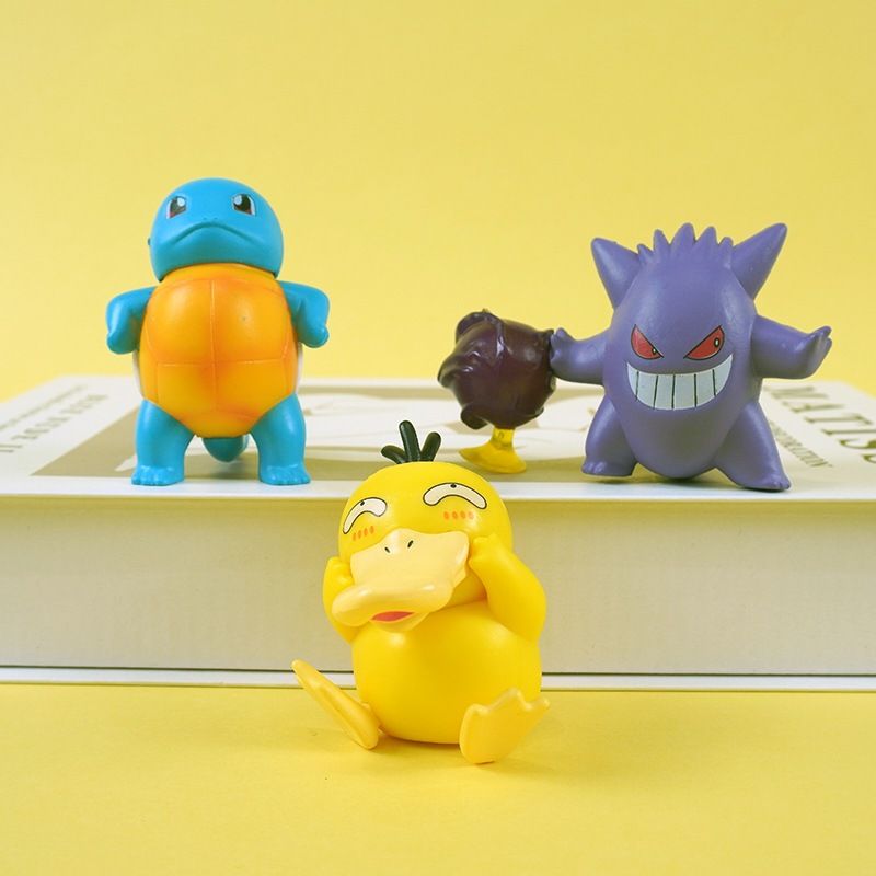 mua 4 tặng 1 [ hỏa tốc hcm ][ Vũ Trí Ba ] Mô Hình Nhân Vật Pokemon Pikachu Rồng lửa Rùa nước Vịt khờ Gengar