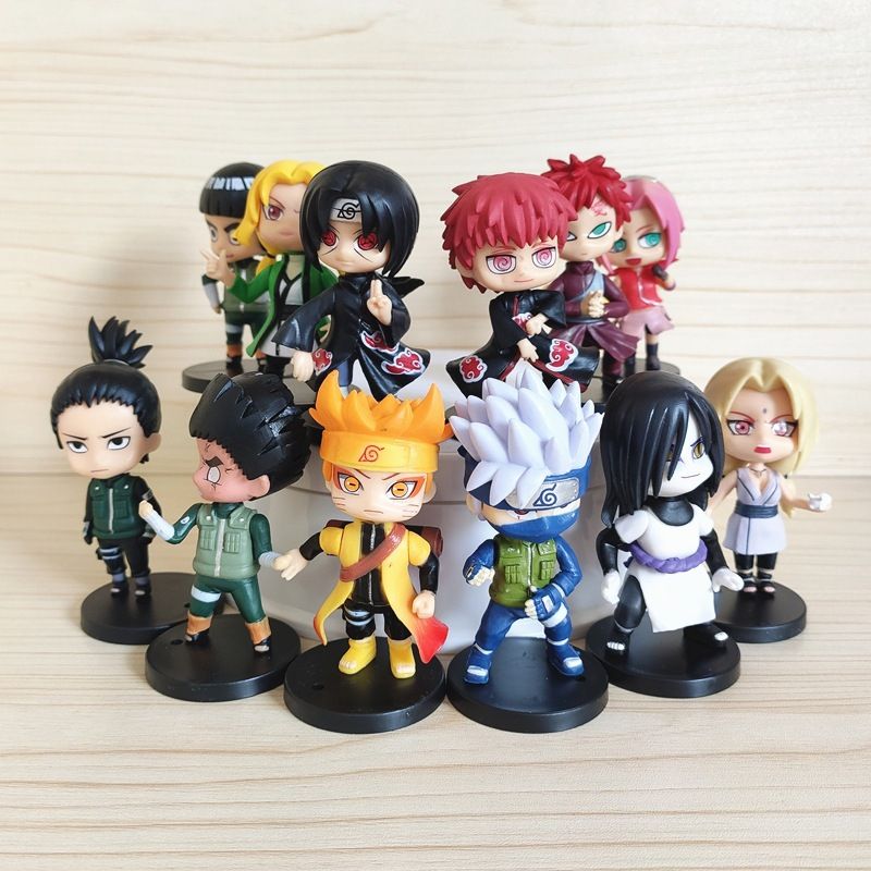 2025 12 nhân vật chibi Naruto Sakura Gaara Shikamaru Itachi Kakashi Lee Orochimaru Tsunade