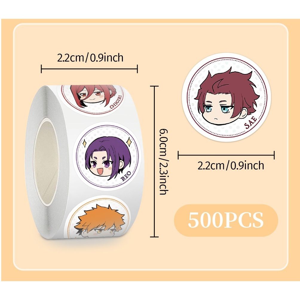 [ Hỏa tốc HCM ] Cuộn 500 Hình Dán Dán Sticker Blue Lock Itoshi,Nagi,Reo,Bachira,Chigiri Trang Trí