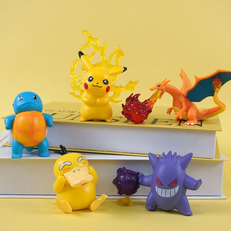 mua 4 tặng 1 [ hỏa tốc hcm ][ Vũ Trí Ba ] Mô Hình Nhân Vật Pokemon Pikachu Rồng lửa Rùa nước Vịt khờ Gengar