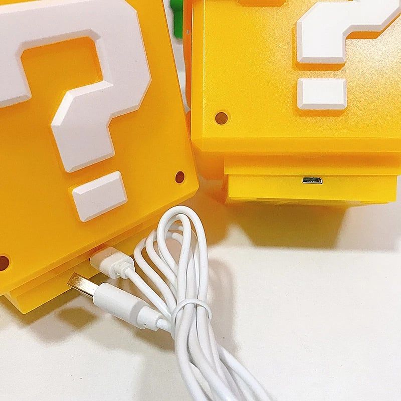 video [ Hỏa tốc HCM ][ Vũ Trí Ba ] Đèn LED Trang Trí Bàn Khối Gạch Mario Question Block Kèm Âm Thanh