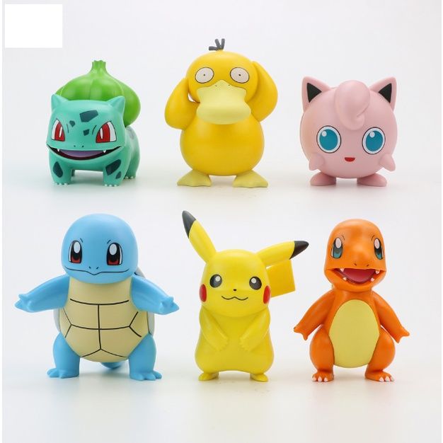 video [ hỏa tốc hcm ] Mô hình 6 nhân vật Pikachu Charmander Psyduck rùa nước ếch kì diệu - Pokemon