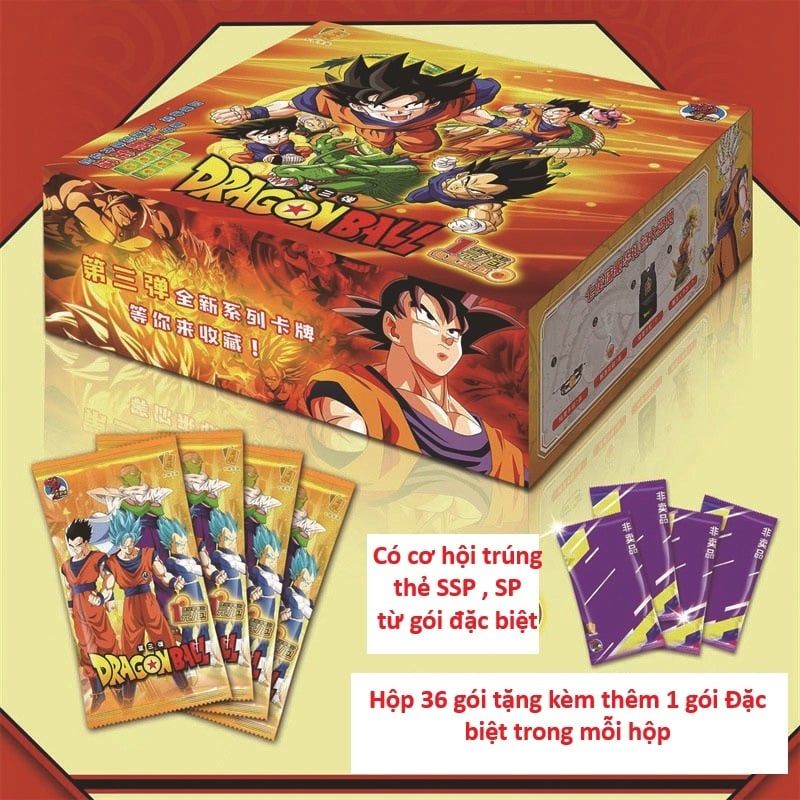 Bản Mới Nhất 2024 [ hỏa tốc hcm ][ Vũ Trí Ba ] [Full Box] Hộp Thẻ Nhân Phẩm dragon ball 7 viên ngọc rồng