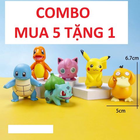 video [ hỏa tốc hcm ] Mô hình 6 nhân vật Pikachu Charmander Psyduck rùa nước ếch kì diệu - Pokemon