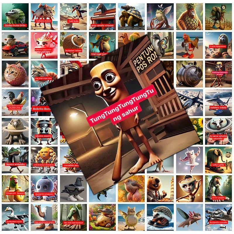 [ Hỏa tốc HCM ] 72 Cái/bộ Tung tung tung sahur Dán Sáng Tạo Trừu Tượng Cát Cho Trẻ Em brainrot