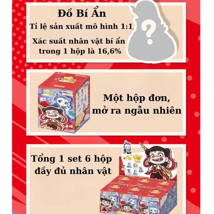 [ Hỏa tốc HCM ] Hộp mù Natra ma đồng giá thế set 6 Blindbox na tra ngao bính tượng trang trí