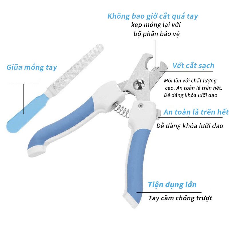 pet [ Hỏa tốc HCM ] Kềm cắt móng cho thú cưng, không gỉ kèm dụng cụ dũa móng cho Chó & Mèo
