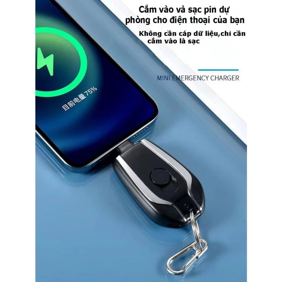 Dành Cho Dòng Iphone [ Hỏa tốc HCM ] Sạc Dự Phòng 1500mAh Móc Khóa Cho Điện Thoại Thông Minh