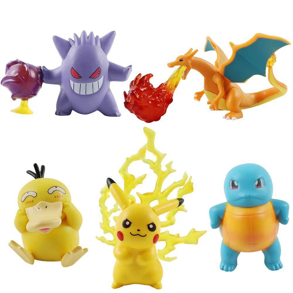 mua 4 tặng 1 [ hỏa tốc hcm ][ Vũ Trí Ba ] Mô Hình Nhân Vật Pokemon Pikachu Rồng lửa Rùa nước Vịt khờ Gengar