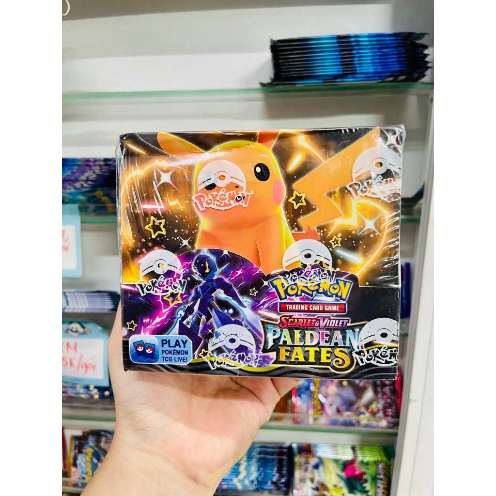 Tặng 10 THẺ NĂNG LƯỢNG [ hỏa tốc HCM ] Hộp 360 Thẻ Paldean Fates Vũ Trí Ba Bộ Bài Pokemon Cao Cấp