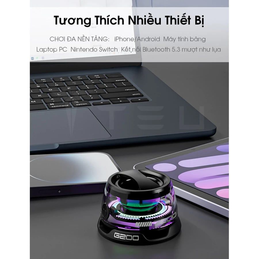 có video [ Hỏa tốc HCM ] Loa Bluetooth Mini BASS G200 TEU kết hợp LED Âm Bass 3D Mạnh Mẽ nam châm