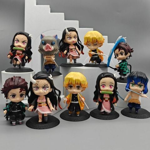 [ hỏa tốc hcm ] Set 10 Mô Hình Nhân Vật Kimetsu No Yaiba Thanh Gươm Diệt Quỷ Nendoroid Chibi 10cm