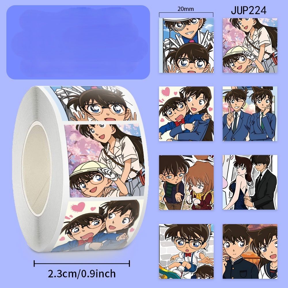 [ Hỏa tốc HCM ] Cuộn 500 sticker hình dán 2.5cm Anime Manga Conan  trang trí mũ bảo hiểm, laptop, sổ