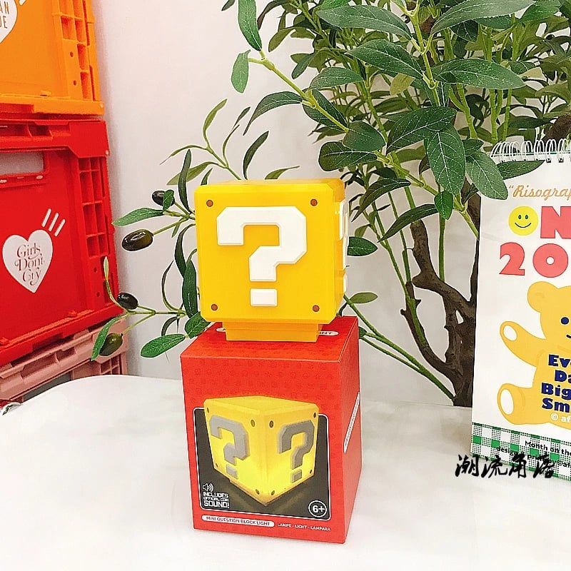 video [ Hỏa tốc HCM ][ Vũ Trí Ba ] Đèn LED Trang Trí Bàn Khối Gạch Mario Question Block Kèm Âm Thanh