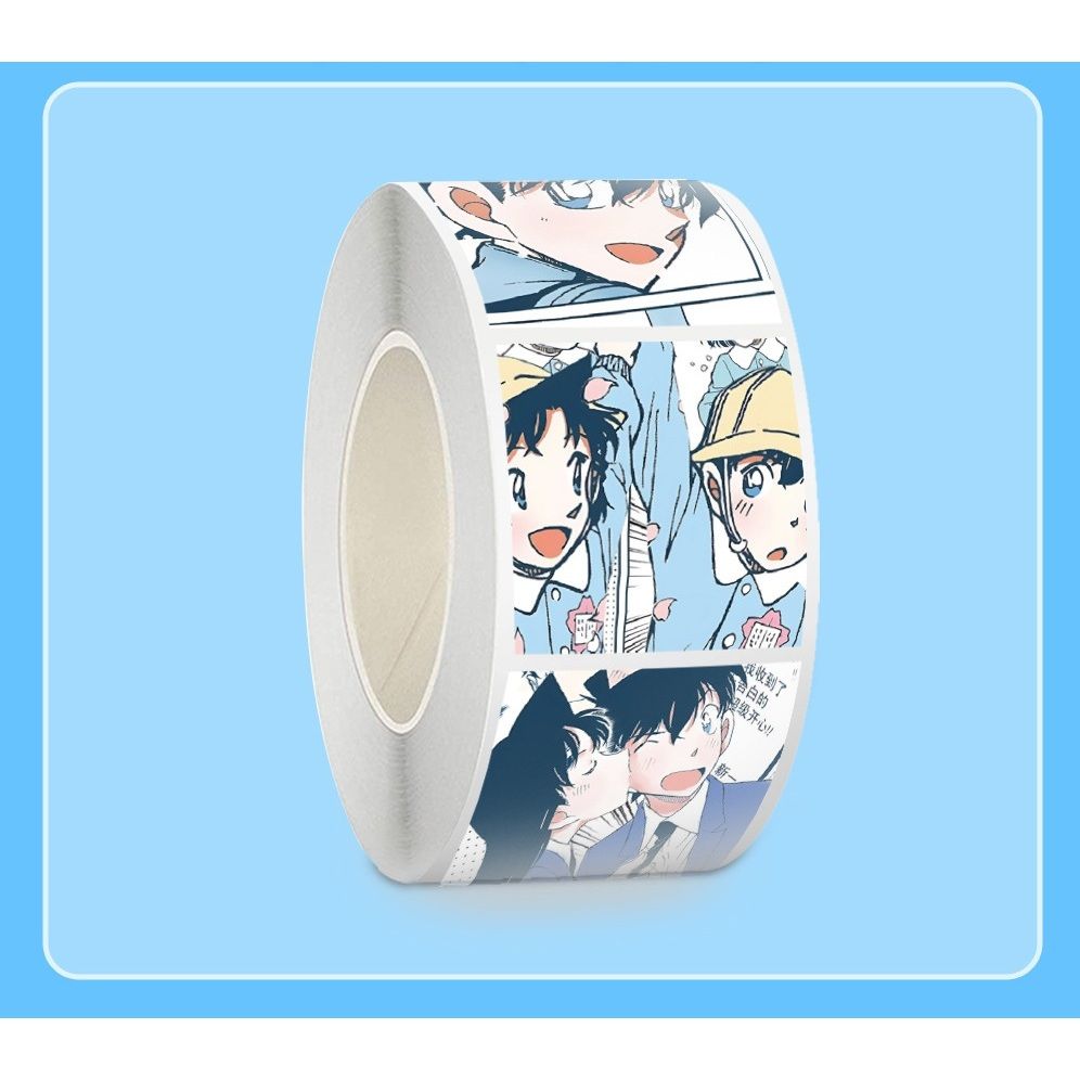 [ Hỏa tốc HCM ] Cuộn 500 sticker hình dán 2.5cm Anime Manga Conan  trang trí mũ bảo hiểm, laptop, sổ