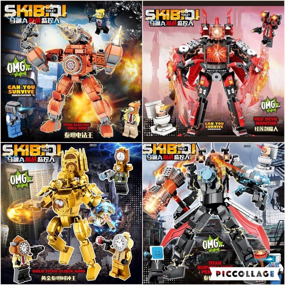 HỘP SIÊU TO >15 mẫu hỏa tốc Bộ đồ chơi 450+ xếp hình Skibidi Toilet mô hình lắp ráp CameraMan Titan