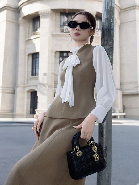 Trực diện Áo kiểu công sở voan cổ phối bèo AAA25A