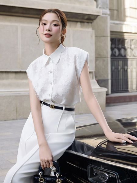 Trực diện Áo sơ mi công sở voan không tay AAA29T