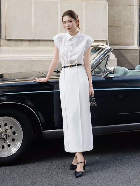 Trực diện Áo sơ mi công sở voan không tay AAA29T