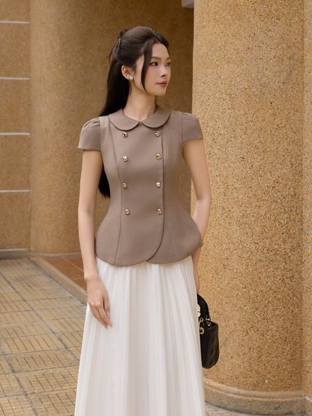  Áo kiểu công sở cotton hàn cổ sen AAD23A 