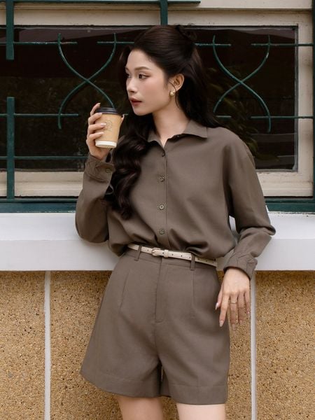  Quần dạo phố linen ngắn ống suông QAD42H 
