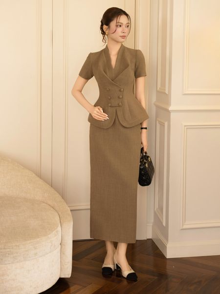 Chân váy suông công sở cotton suông, xẻ sau - VAF26A