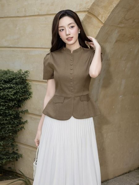 Áo Kiểu Công Sở Cotton Tay Ngắn - AAG24T