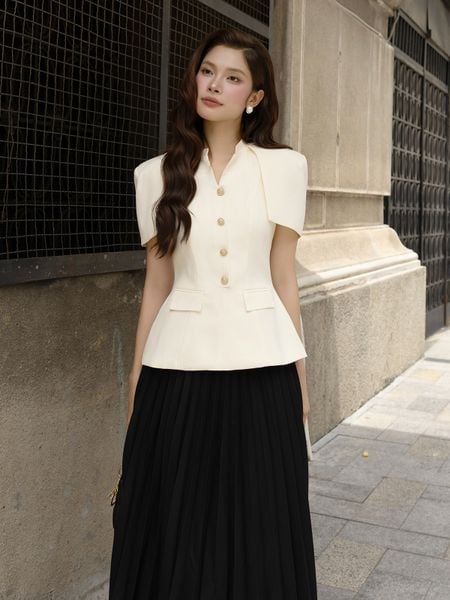 Áo Kiểu Công Sở Cotton Cổ Trụ - AAH24A - 1