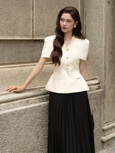 Áo Kiểu Công Sở Cotton Cổ Trụ - AAH24A - 1