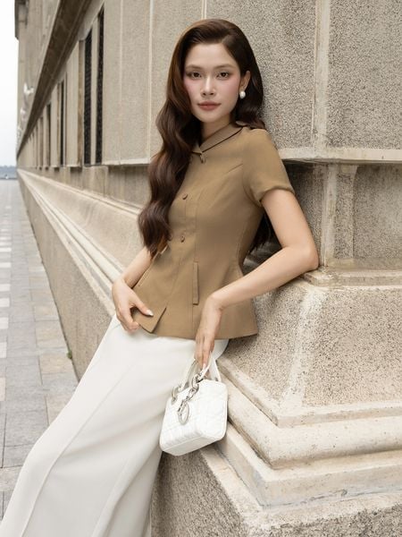 Áo Kiểu Công Sở Cotton Cổ V Nhỏ - AAH25T - 1