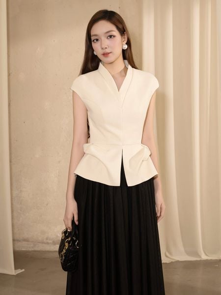 Áo Kiểu Tiệc Cotton Cổ V - AAK13B - 1