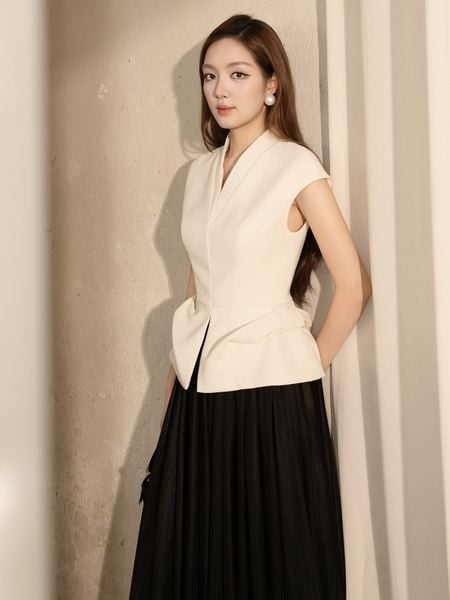 Áo Kiểu Tiệc Cotton Cổ V - AAK13B - 1