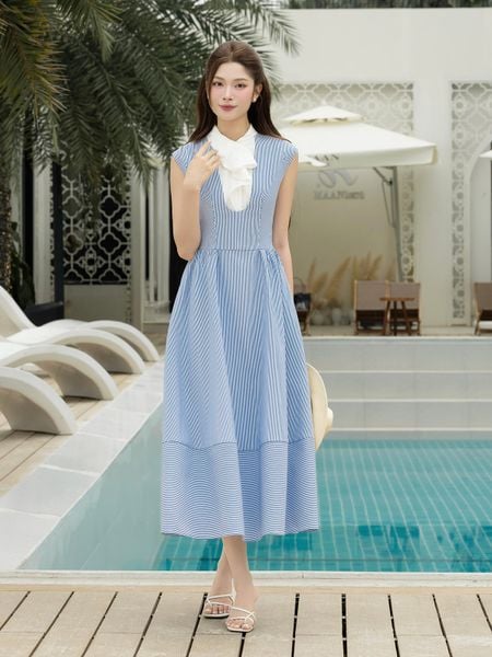  Đầm dạo phố cotton sọc dài xòe DAC43B 