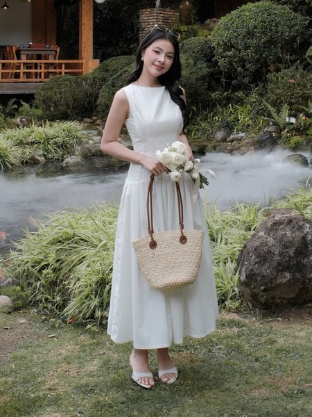  Đầm dạo phố linen dài cổ thuyền DAD47B 